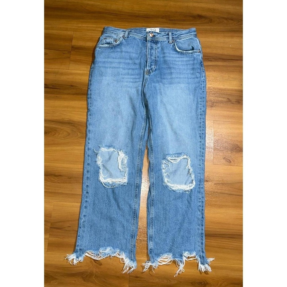 Womens We The Free Maggie Distressed Button Fly Frayed Hem Cropped DenimJeans